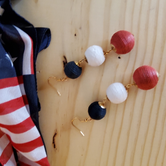 Patriotic Ball Drop Earrings - Picture 4 of 4